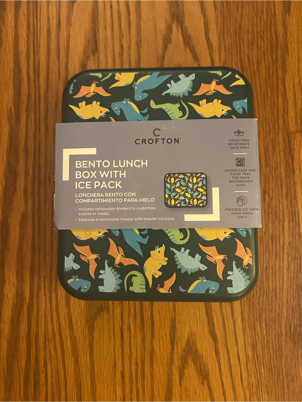 Crofton Blue Dinosaur Patterned Bento Box - Super Convenient for School/Work